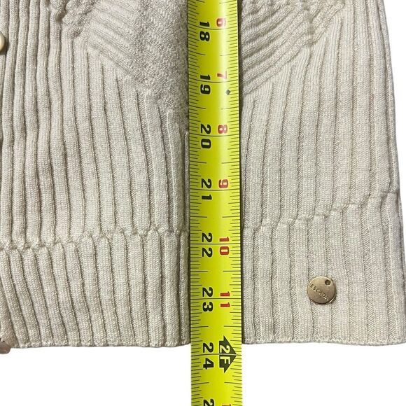 Escada Gold Metallic Wool Sweater Set Shell MED Cardigan LRG Holiday Glam Event - Picture 7 of 15